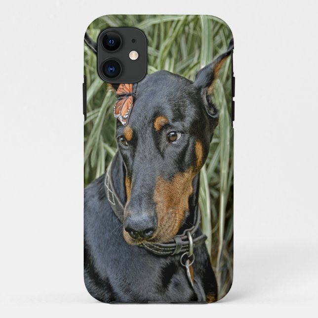 Doberman Butterfly Surprise Case-Mate iPhone Case (Back)