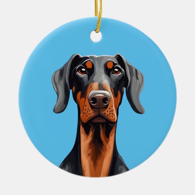 Doberman Ceramic Ornament (Front)