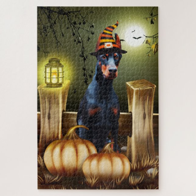 Doberman Chien Halloween Jigsaw Puzzle (Vertical)