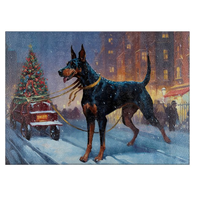 Doberman Christmas Festive Season Cutting Board (Front)