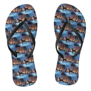 Doberman Christmas Festive Season Flip Flops