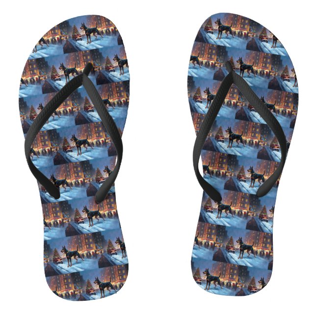 Doberman Christmas Festive Season Flip Flops (Footbed)