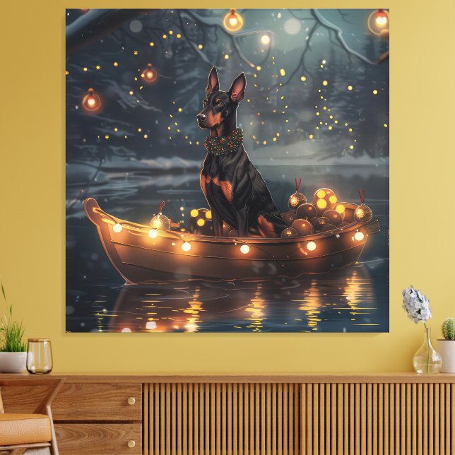 Doberman Christmas Festive Voyage  Canvas Print (Insitu(LivingRoom))