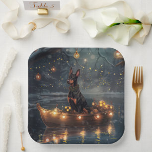 Doberman Christmas Festive Voyage  Paper Plate