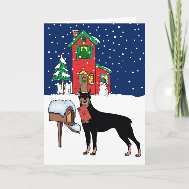 Doberman Christmas Holiday Card (Front)