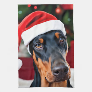 Doberman Christmas Kitchen Towel