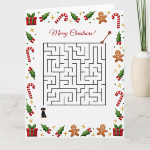 Doberman Christmas Maze Puzzle Holiday Card