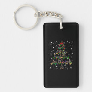 Doberman Christmas Tree Covered By Flashlight Keychain