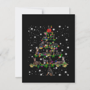 Doberman Christmas Tree Covered By Flashlight Thank You Card
