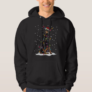 Doberman Christmas Tree Light Pajama Doberman Dog Hoodie