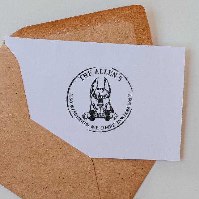 Doberman Custom Family Return Address  Rubber Stamp (Creator Uploaded)