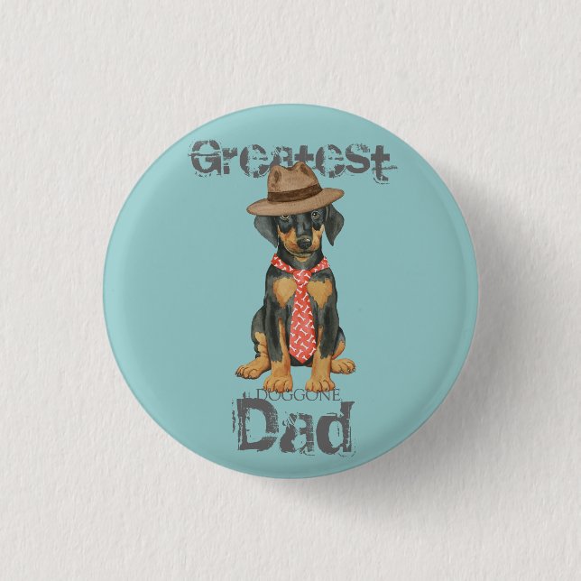 Doberman Dad 1 Inch Round Button (Front)