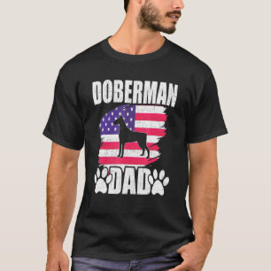 Doberman Dad Dog American Us Flag T-Shirt