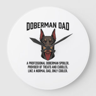 Doberman Dad Vintage Engraving Dog Lover Shirt Des Large Clock