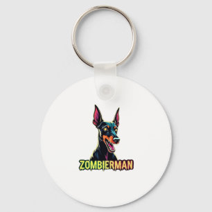 Doberman Dobie Doby Dobermann Zombie Dog Halloween Keychain