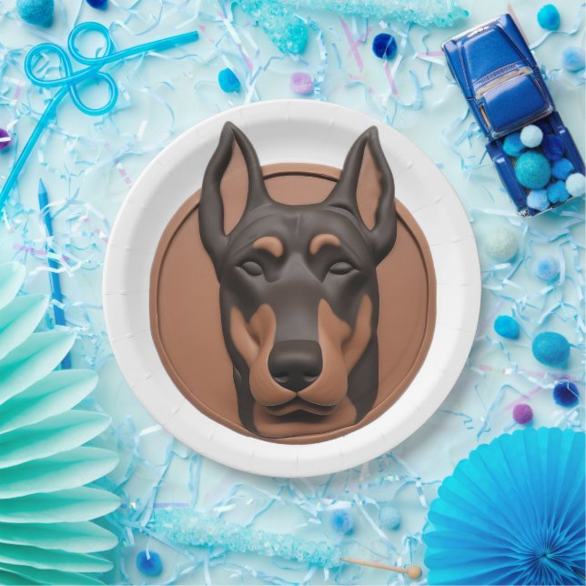 Doberman Dog 3D Inspired Paper Plate (Party)