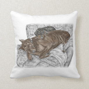 Doberman Dog and Puppy Throw Pillow