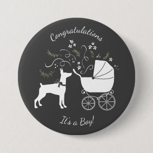 Doberman Dog Baby Shower Puppy Dobie Pinscher 3 Inch Round Button