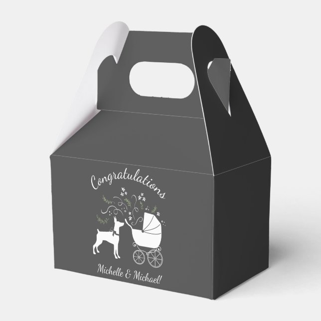 Doberman Dog Baby Shower Puppy Dobie Pinscher Favor Box (Front Side)