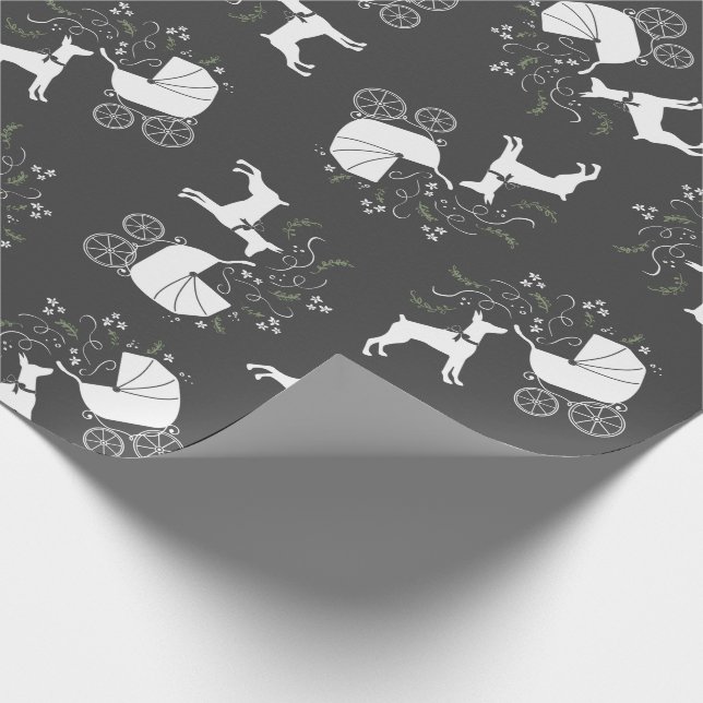 Doberman Dog Baby Shower Puppy Dobie Pinscher Wrapping Paper (Corner)