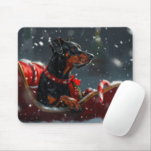 Doberman Dog Christmas Festive Mouse Pad