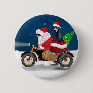 Doberman Dog Christmas Santa Claus 2 Inch Round Button