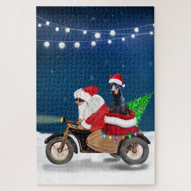 Doberman Dog Christmas Santa Claus  Jigsaw Puzzle (Vertical)