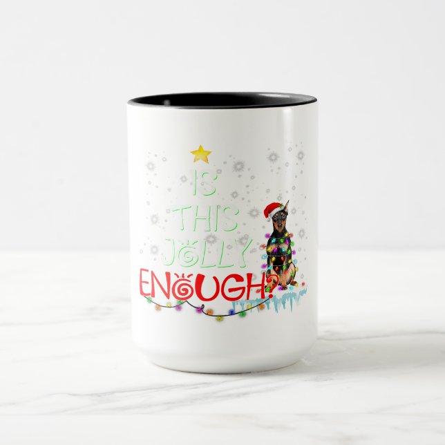 Doberman Dog Christmas Tree Santa Xmas Gift Mug (Center)