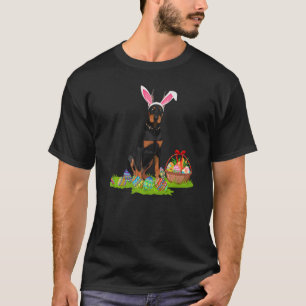 Doberman Dog Easter Egg Hunting Bunny Doberman Eas T-Shirt