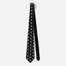 Doberman Dog Face B&W Pop Art Tiled Neck Tie