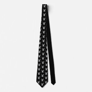 Doberman Dog Face B&W Pop Art Tiled Neck Tie