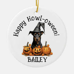 Doberman Dog Halloween  Ceramic Ornament