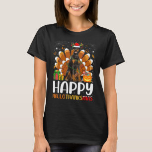 Doberman Dog  Halloween Christmas Happy Hallothank T-Shirt