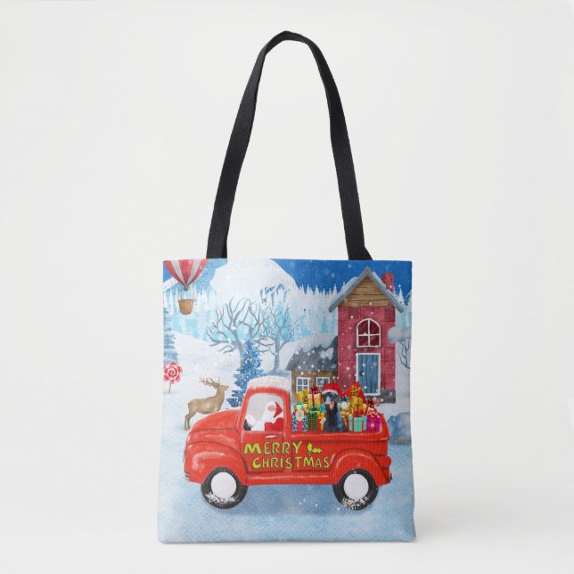 Doberman Dog in Christmas Delivery Truck Snow  Tote Bag (Front)