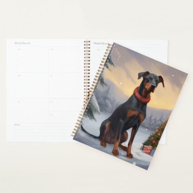 Doberman Dog in Snow Christmas  Planner (Display)