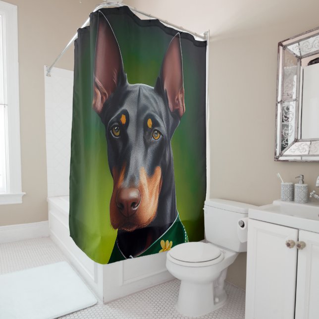 Doberman Dog in St. Patrick's Day Dress (In Situ)