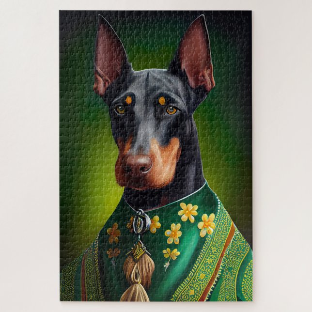 Doberman Dog in St. Patrick's Day Dress Jigsaw Puzzle (Vertical)