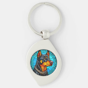 Doberman dog keychain