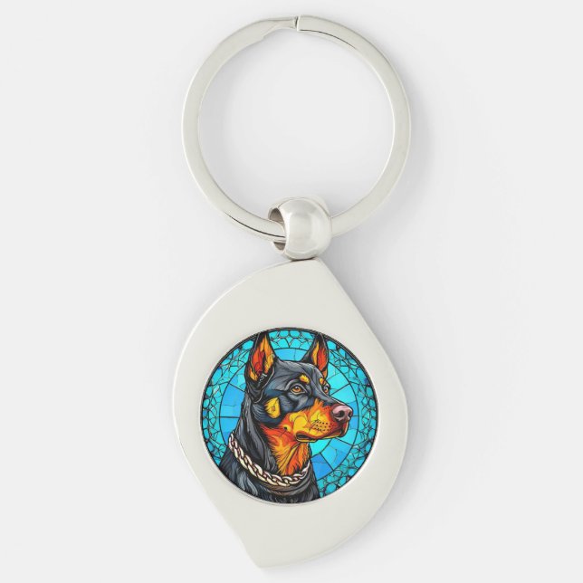 Doberman dog keychain (Front)