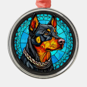 Doberman dog metal ornament
