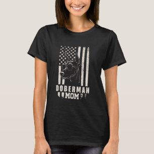 Doberman Dog Mom American Flag Gifts for Women Mam T-Shirt