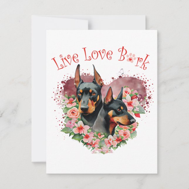 Doberman Dog Mom Floral Card (Front)