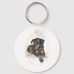 Doberman Dog Natural Ears Keychain