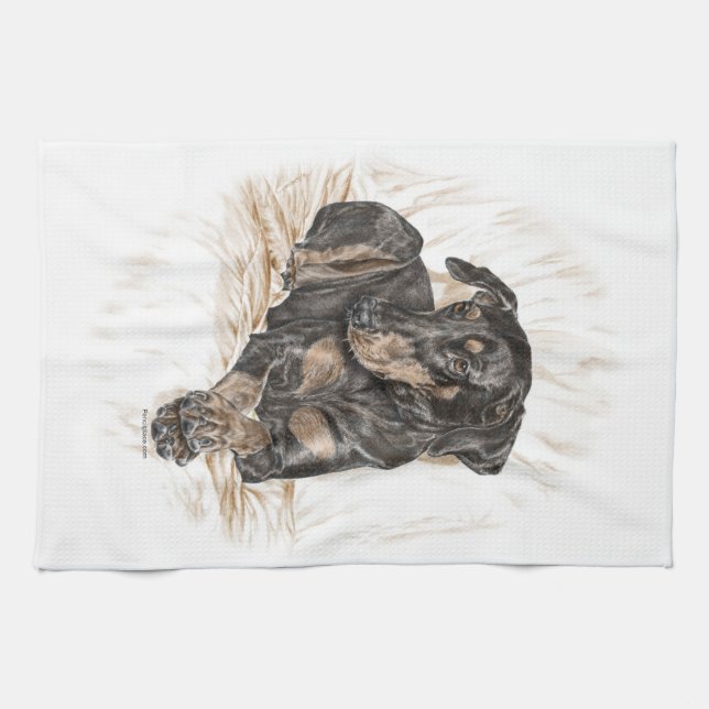 Doberman Dog Natural Ears Kitchen Towel (Horizontal)
