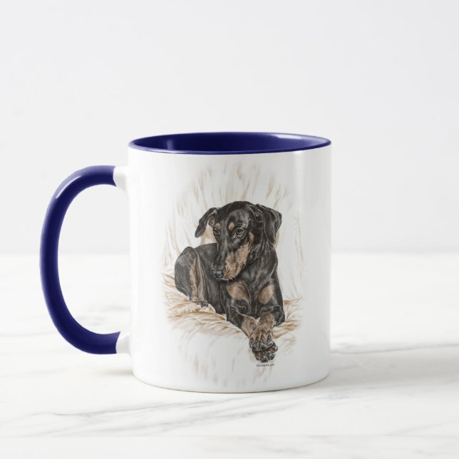 Doberman Dog Natural Ears Mug (Left)