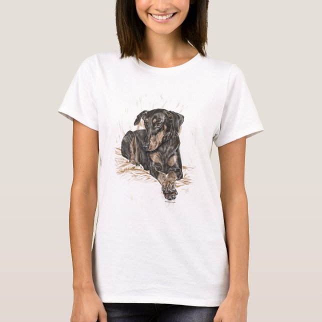 Doberman Dog Natural Ears T-Shirt (Front)