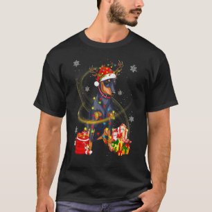 Doberman Dog Reindeer Santa Christmas Dogs Pyjamas T-Shirt
