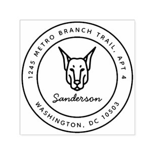 Doberman Dog Return Address Stamp Self-Inking