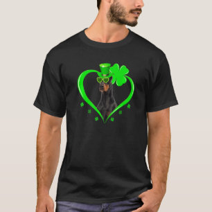 Doberman Dog  St Patrick S Day Shamrock Costume T-Shirt