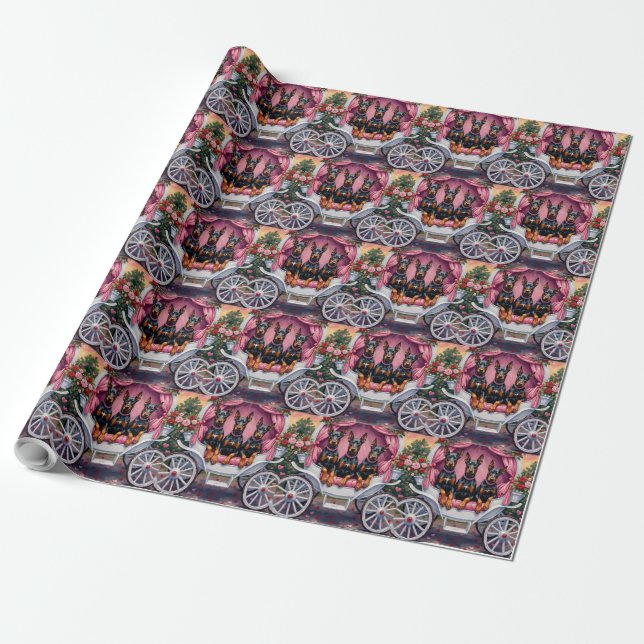 Doberman Dog Valentine's Day  Wrapping Paper (Unrolled)